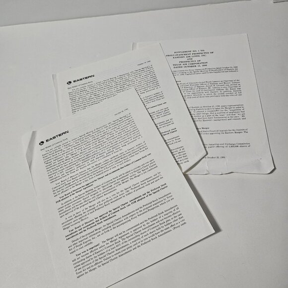 Eastern Air Lines inc 1986 Meeting Proxy Statement Prospectus Booklet Ephemera - Picture 10 of 10